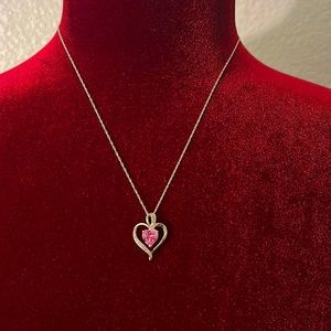 Silver and Pink Heart Necklace
